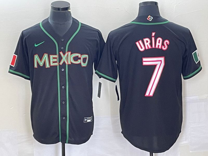 Men 2023 World Cub Mexico #7 Urias Black white Nike MLB Jersey44